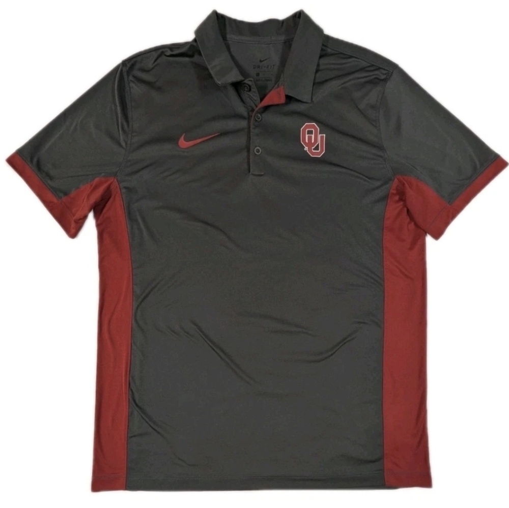 Oklahoma Sooners Shirt Mens L NCAA Football Polo Dri-FIT Golf Nike Red 34901x